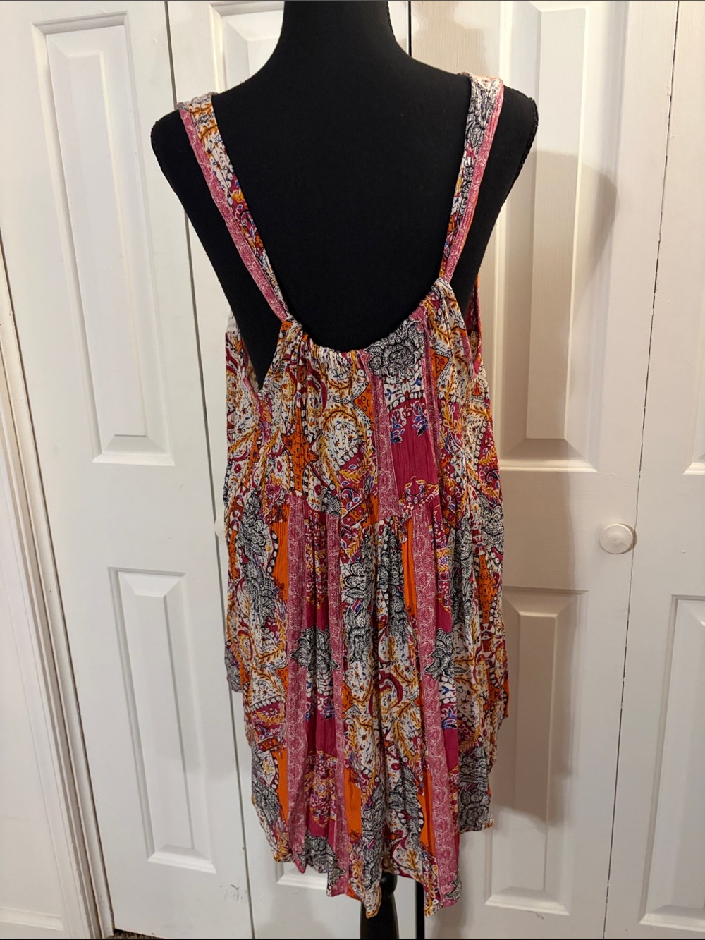 Free People Cream Lace & Pink Orange Patchwork Mini Dress - Picture 2 of 9